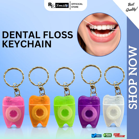 Dental floss keychain