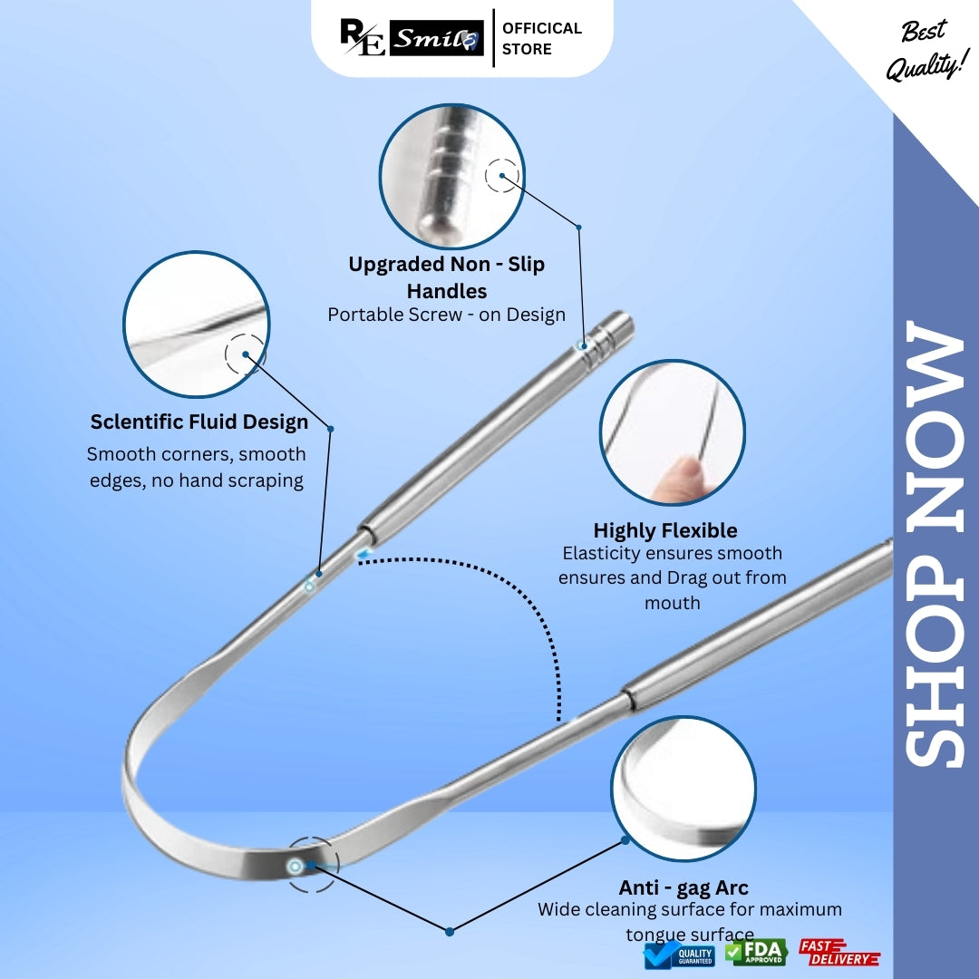 Stainless steel tongue scraper