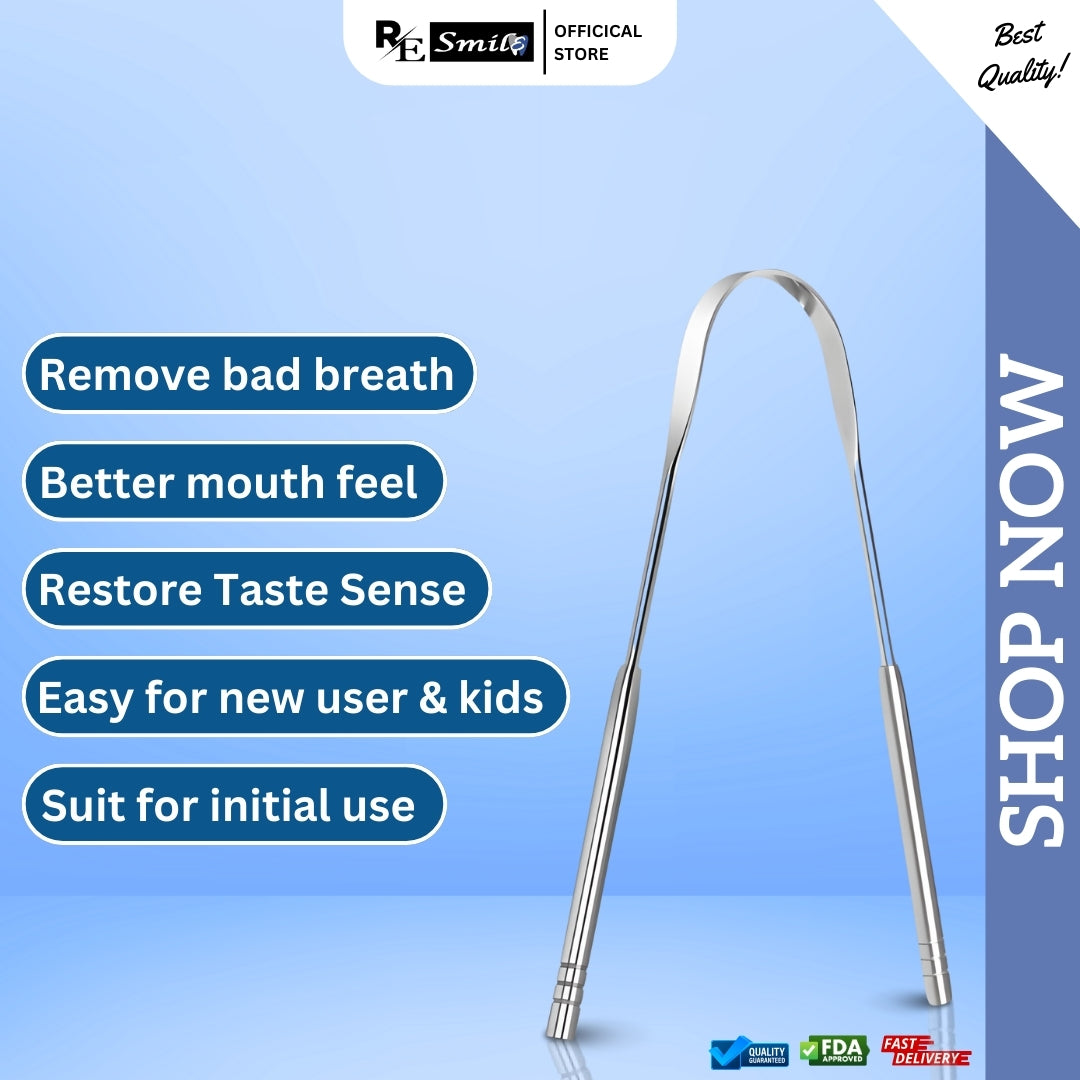 Stainless steel tongue scraper