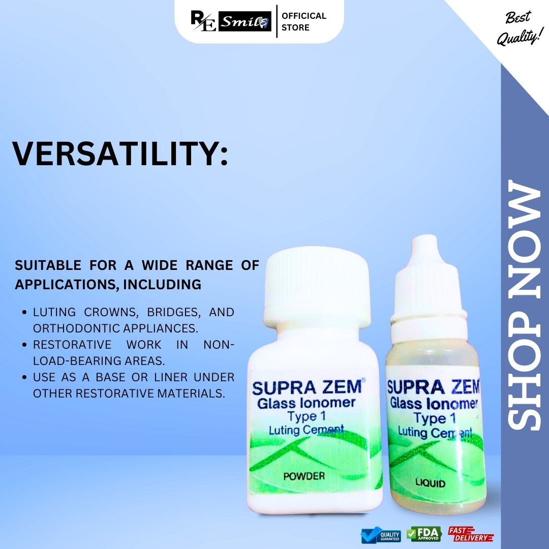 Supra zem glass ionomer luting cement type 1