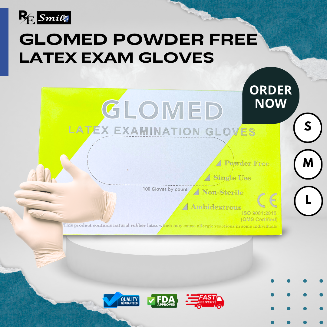 Glomed latex examination gloves