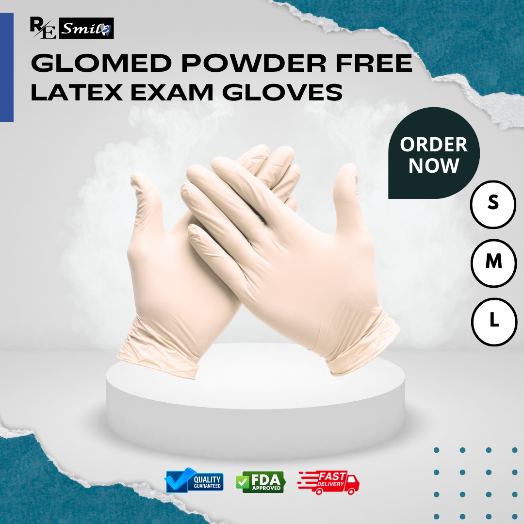 Glomed latex examination gloves