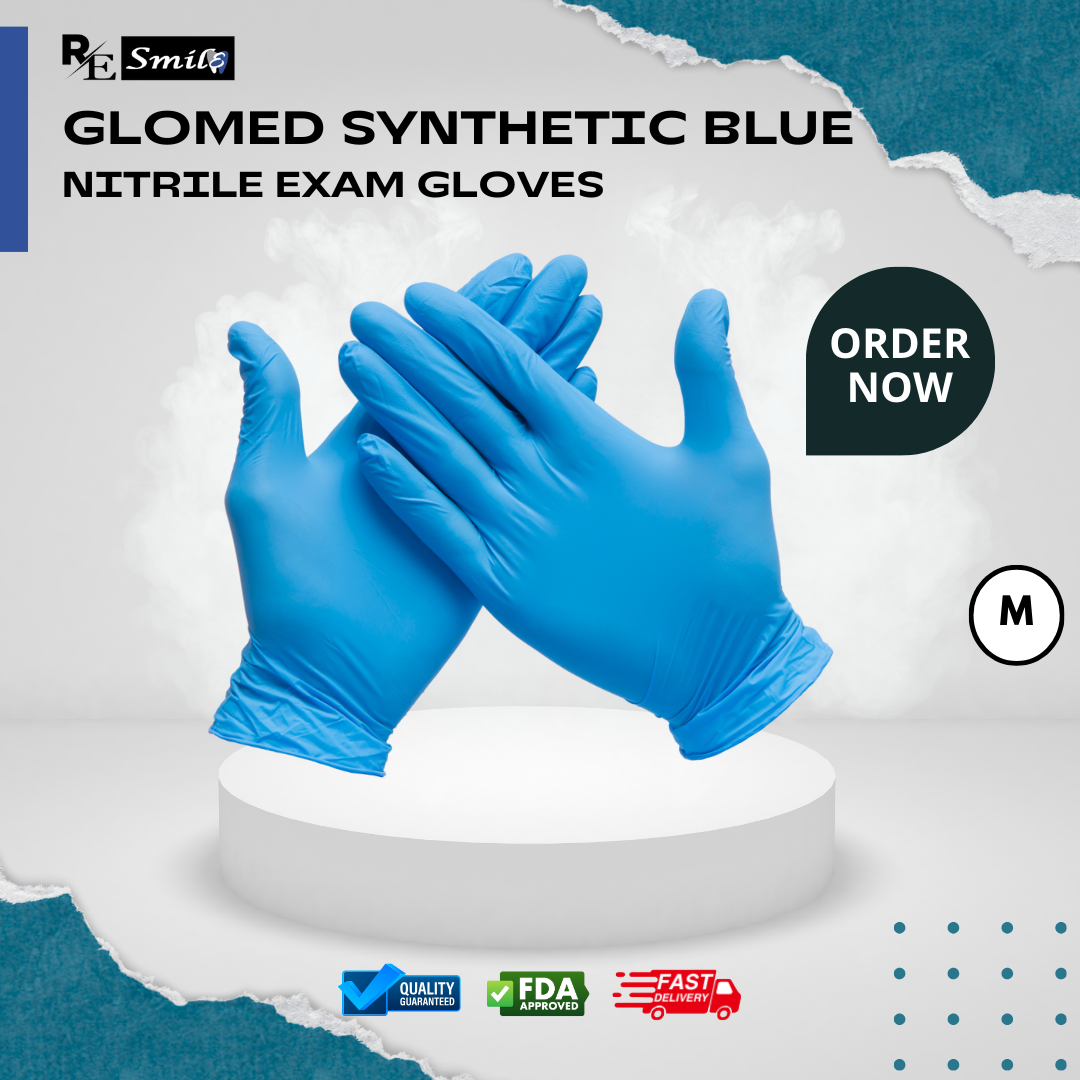 Glomed synthetic blue nitrile examination gloves