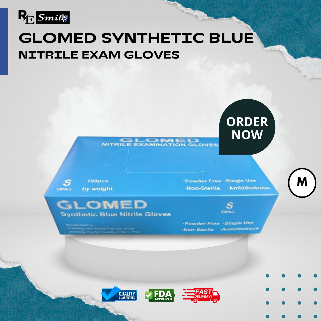 Glomed synthetic blue nitrile examination gloves
