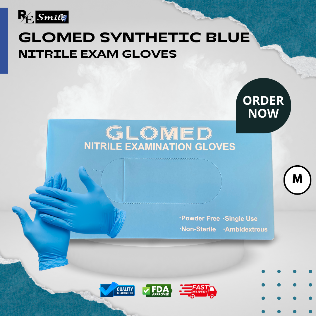 Glomed synthetic blue nitrile examination gloves