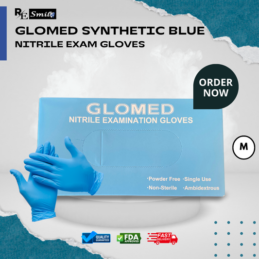 Glomed synthetic blue nitrile examination gloves