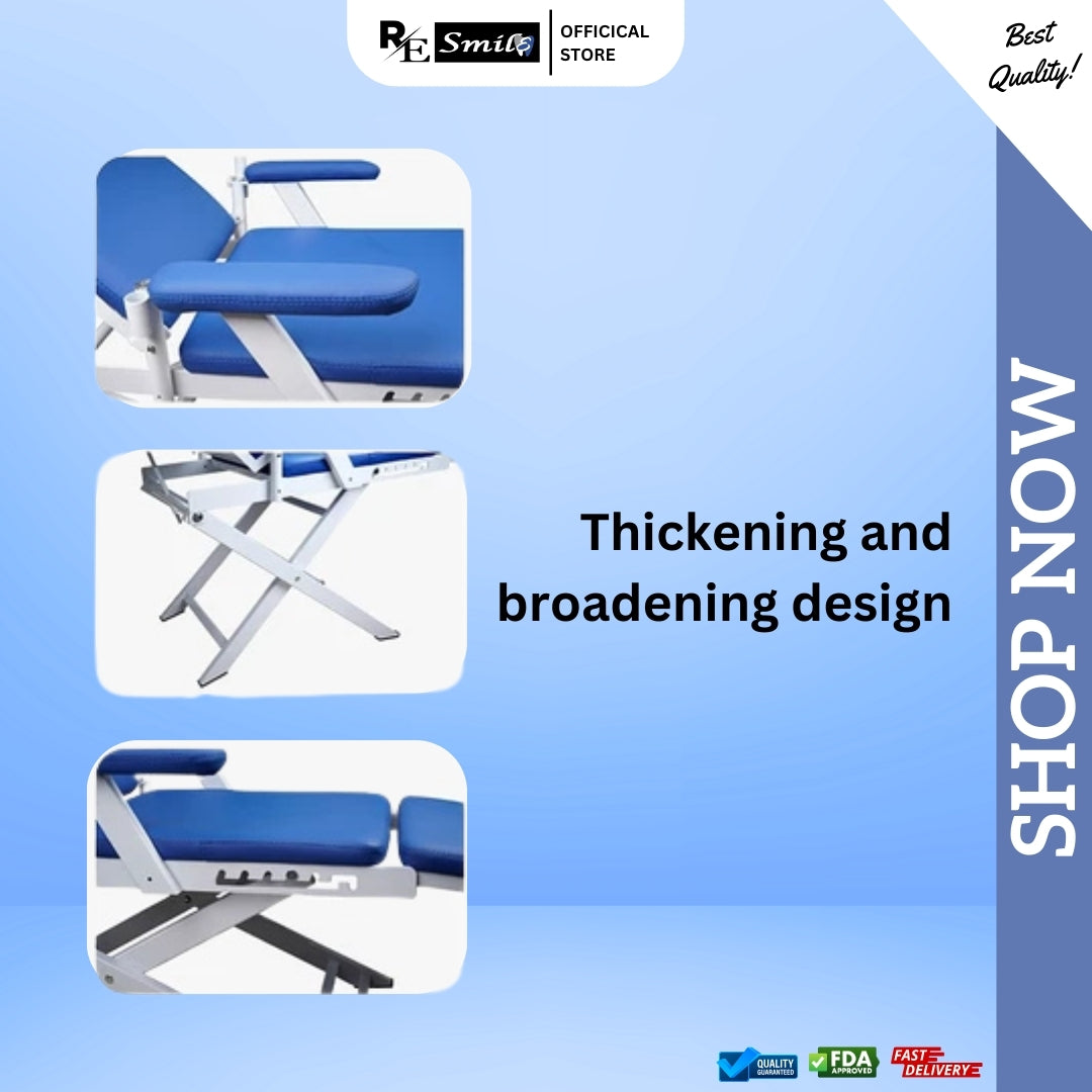 Portable dental chair with lamp, tray, spittoon & air compressor