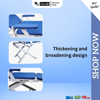 Portable dental chair with lamp, tray, spittoon & air compressor