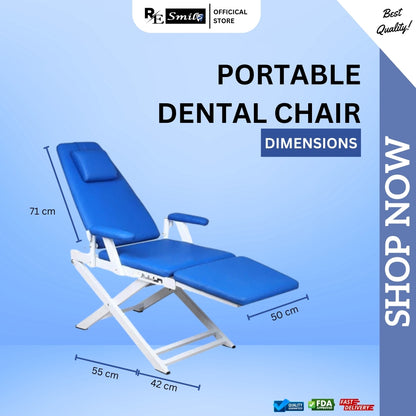 Portable dental chair with lamp, tray, spittoon & air compressor