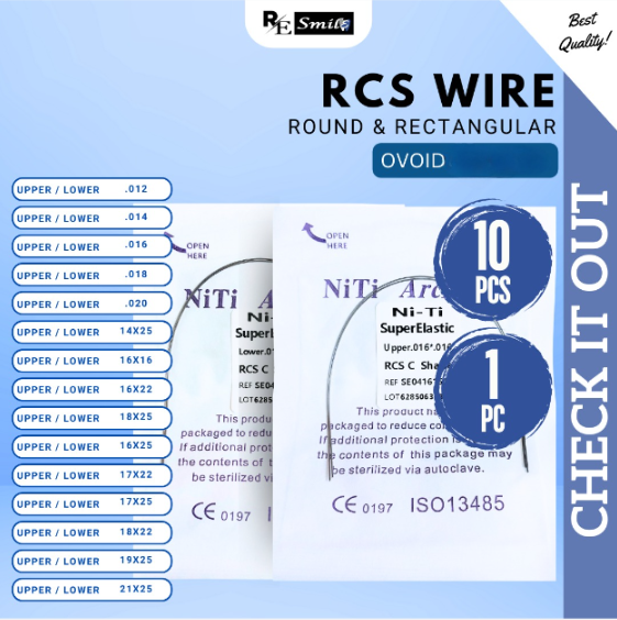 Niti Archwire super elastic RCS Ovoid Round/ Square Upper/Lower