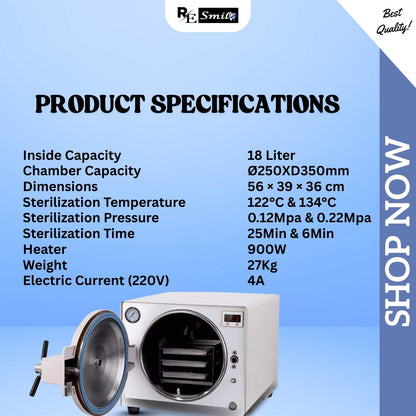 Easyclave Autoclave 18L Steam Sterilizer