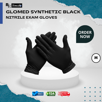 Glomed synthetic black nitrile examination gloves