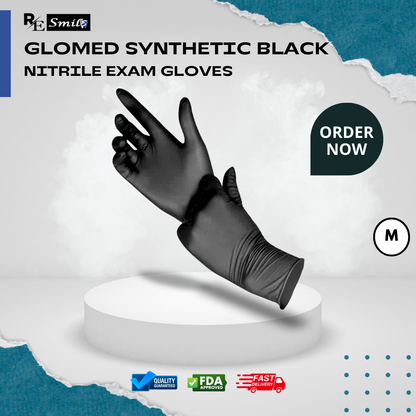 Glomed synthetic black nitrile examination gloves