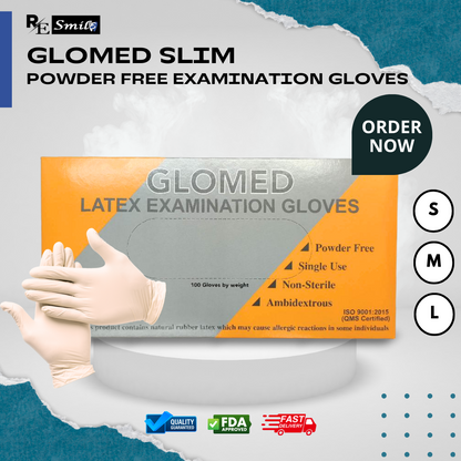 Glomed slim latex examination gloves