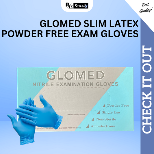 Glomed slim blue nitrile examination gloves
