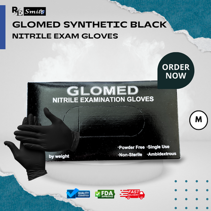 Glomed synthetic black nitrile examination gloves