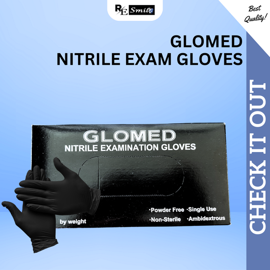 Glomed synthetic black nitrile examination gloves