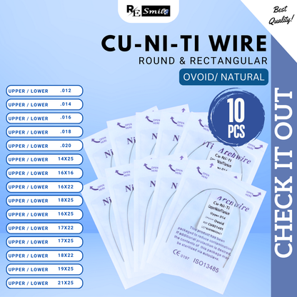 Niti Archwire CU-NITI copper nickel titanium OVOID/NATURAL - Round/Rectangular/Square