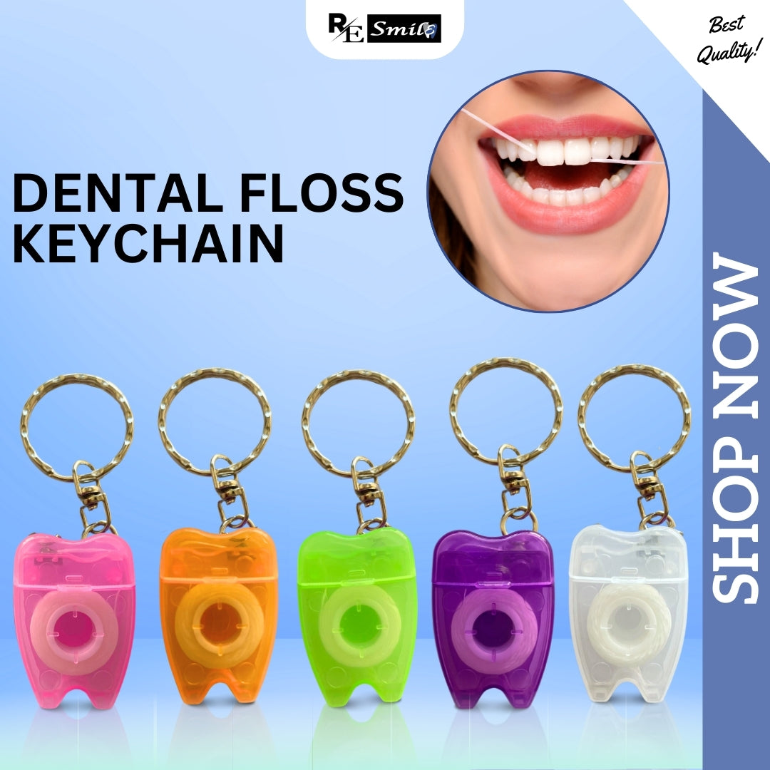Dental floss keychain