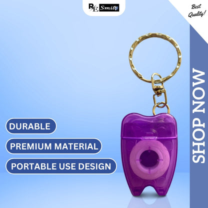 Dental floss keychain