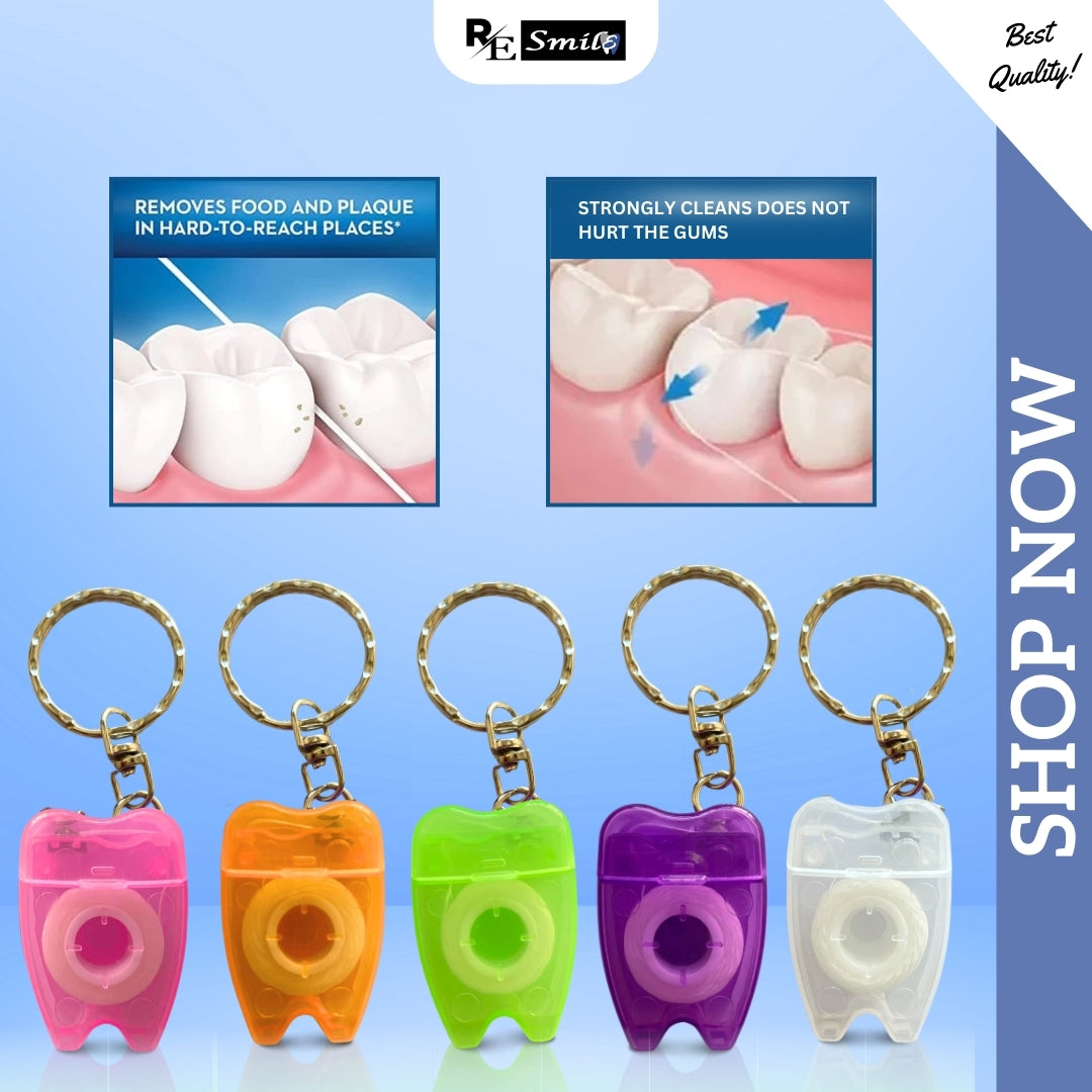 Dental floss keychain