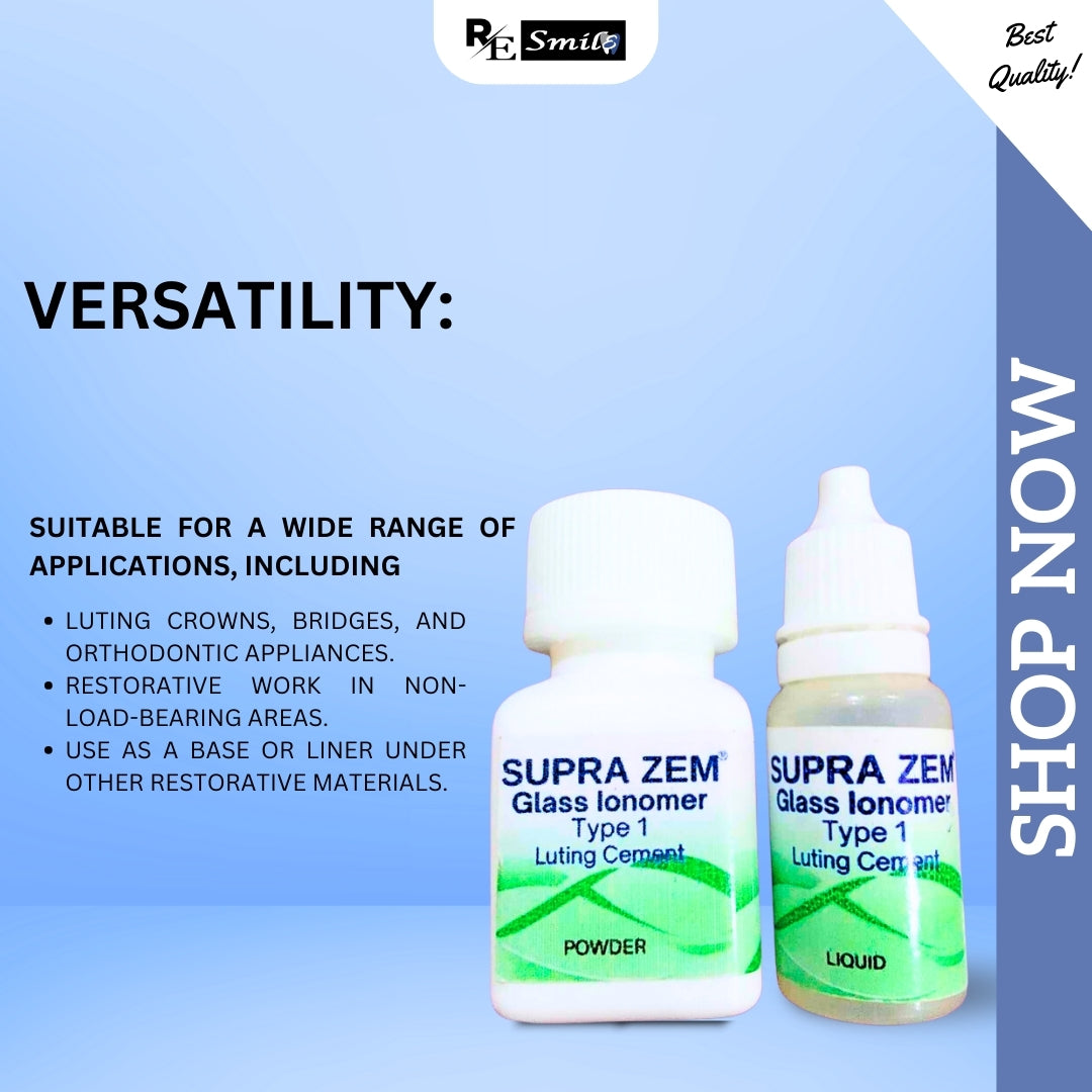 Supra zem glass ionomer luting cement type 1