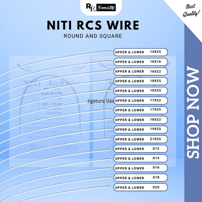 Niti Archwire super elastic RCS Ovoid Round/ Square Upper/Lower