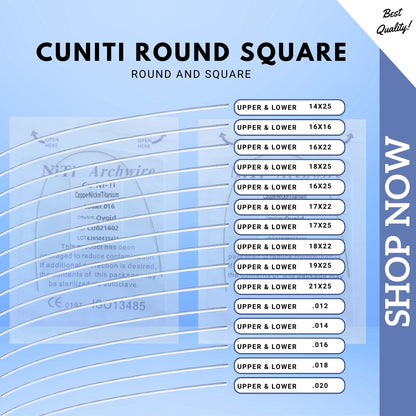 Niti Archwire CU-NITI copper nickel titanium OVOID/NATURAL - Round/Rectangular/Square
